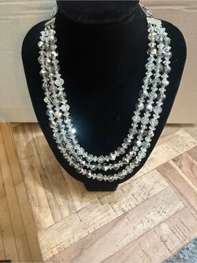 Vintage 1950s Aurora Borealis 3-Strand Crystal Necklace - Al-Hussaini Luxury Box
